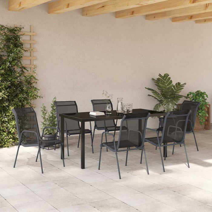 Set de masă pentru grădină 7 pcs Negru - WALTI WALTI