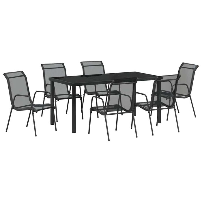 Set de masă pentru grădină 7 pcs Negru - WALTI WALTI