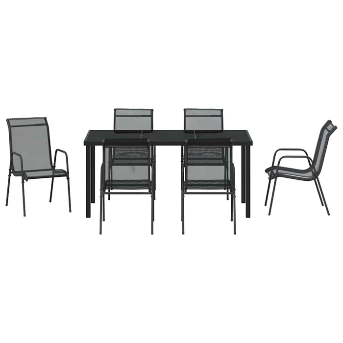 Set de masă pentru grădină 7 pcs Negru - WALTI WALTI