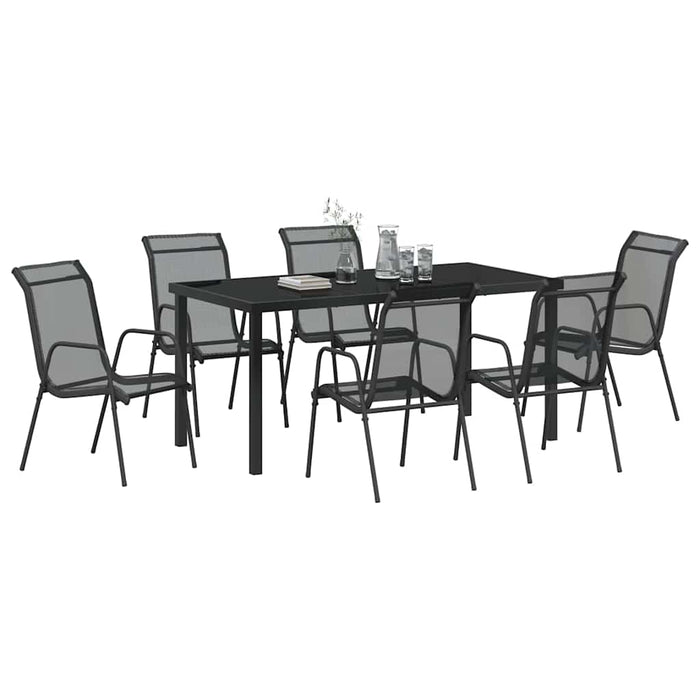 Set de masă pentru grădină 7 pcs Negru - WALTI WALTI