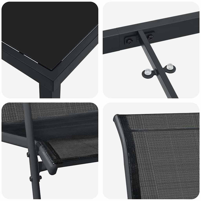Set de masă pentru grădină 7 pcs Negru - WALTI WALTI