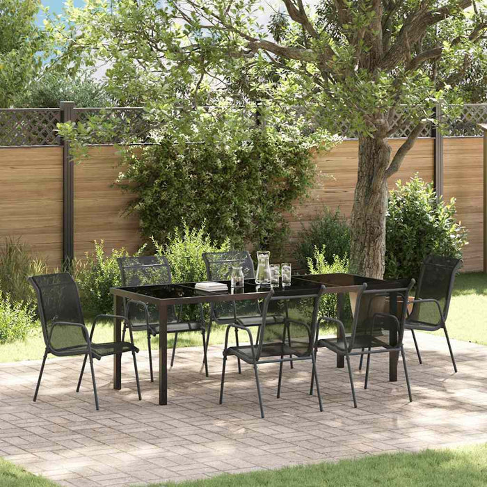 Set de masă pentru grădină 7 pcs Negru - WALTI WALTI