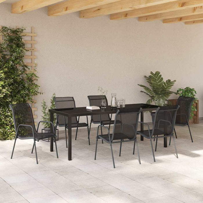 Set de masă pentru grădină 7 pcs Negru - WALTI WALTI