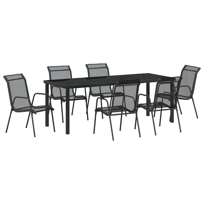 Set de masă pentru grădină 7 pcs Negru - WALTI WALTI