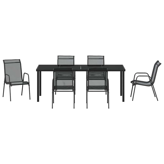 Set de masă pentru grădină 7 pcs Negru - WALTI WALTI