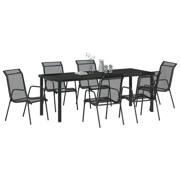 Set de masă pentru grădină 7 pcs Negru - WALTI WALTI