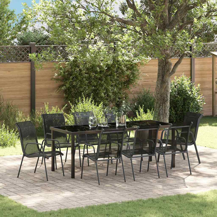 Set de masă pentru grădină 9 pcs Negru - WALTI WALTI