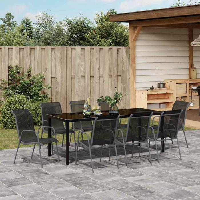 Set de masă pentru grădină 9 pcs Negru - WALTI WALTI