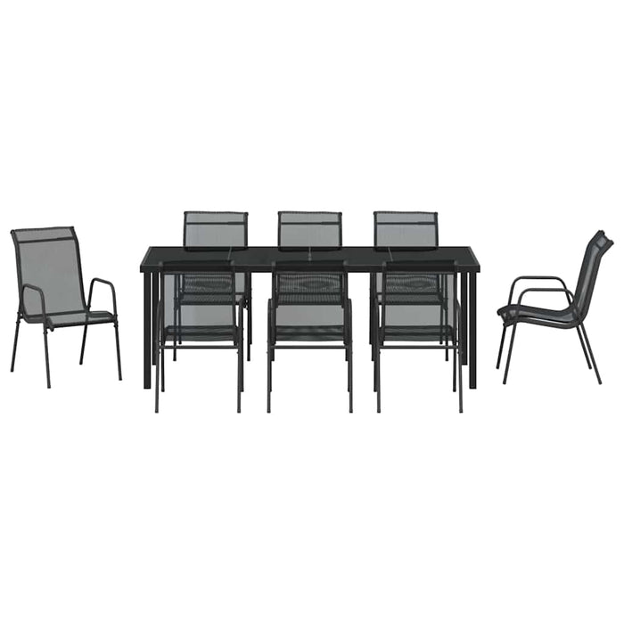 Set de masă pentru grădină 9 pcs Negru - WALTI WALTI