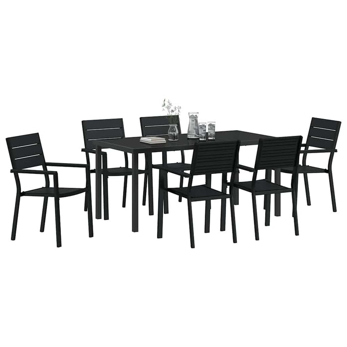 Set de masă pentru grădină 7 pcs Negru - WALTI WALTI