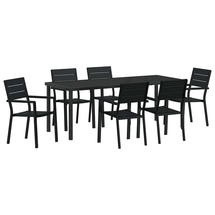 Set de masă pentru grădină 7 pcs Negru - WALTI WALTI