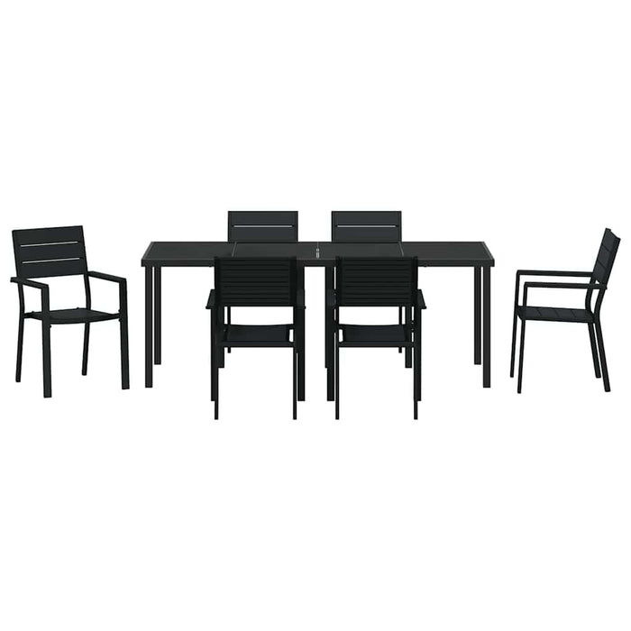 Set de masă pentru grădină 7 pcs Negru - WALTI WALTI
