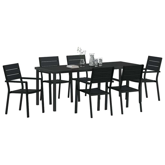 Set de masă pentru grădină 7 pcs Negru - WALTI WALTI