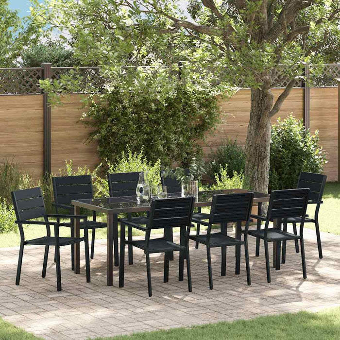 Set de masă pentru grădină 9 pcs Negru - WALTI WALTI