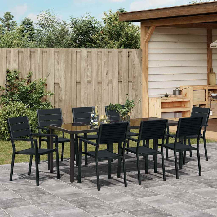 Set de masă pentru grădină 9 pcs Negru - WALTI WALTI