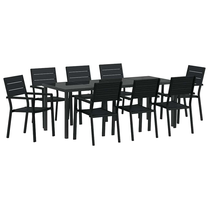 Set de masă pentru grădină 9 pcs Negru - WALTI WALTI
