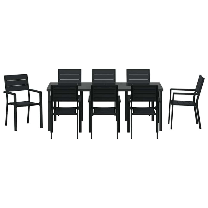 Set de masă pentru grădină 9 pcs Negru - WALTI WALTI