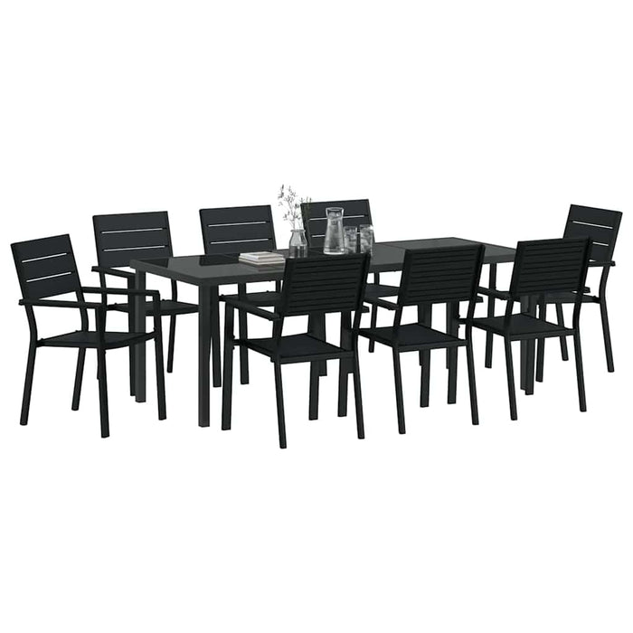 Set de masă pentru grădină 9 pcs Negru - WALTI WALTI