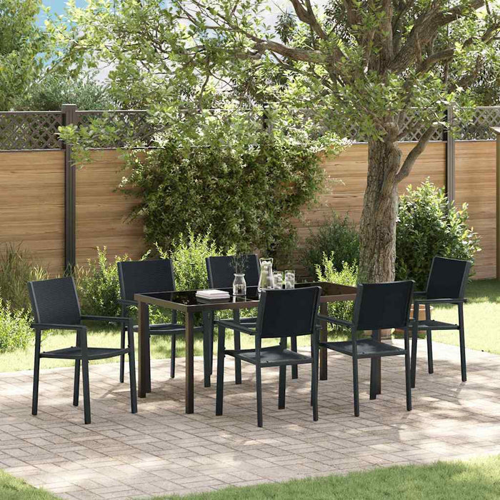 Set de masă pentru grădină 7 pcs Negru WALTI