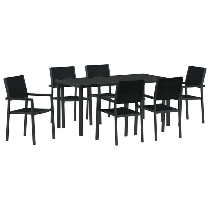 Set de masă pentru grădină 7 pcs Negru WALTI