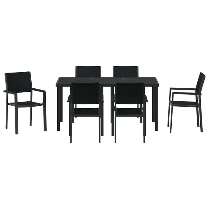 Set de masă pentru grădină 7 pcs Negru WALTI