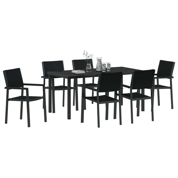 Set de masă pentru grădină 7 pcs Negru WALTI