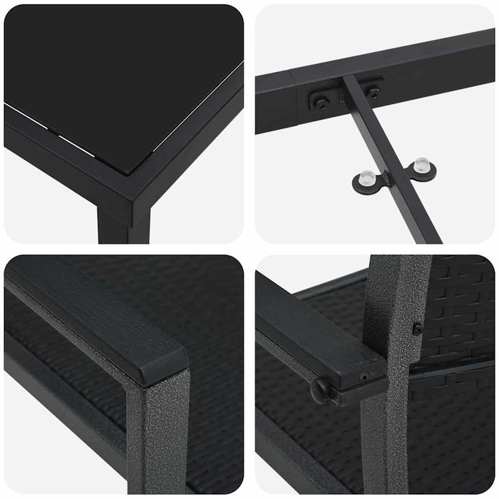 Set de masă pentru grădină 7 pcs Negru - WALTI WALTI