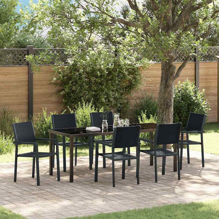 Set de masă pentru grădină 7 pcs Negru - WALTI WALTI