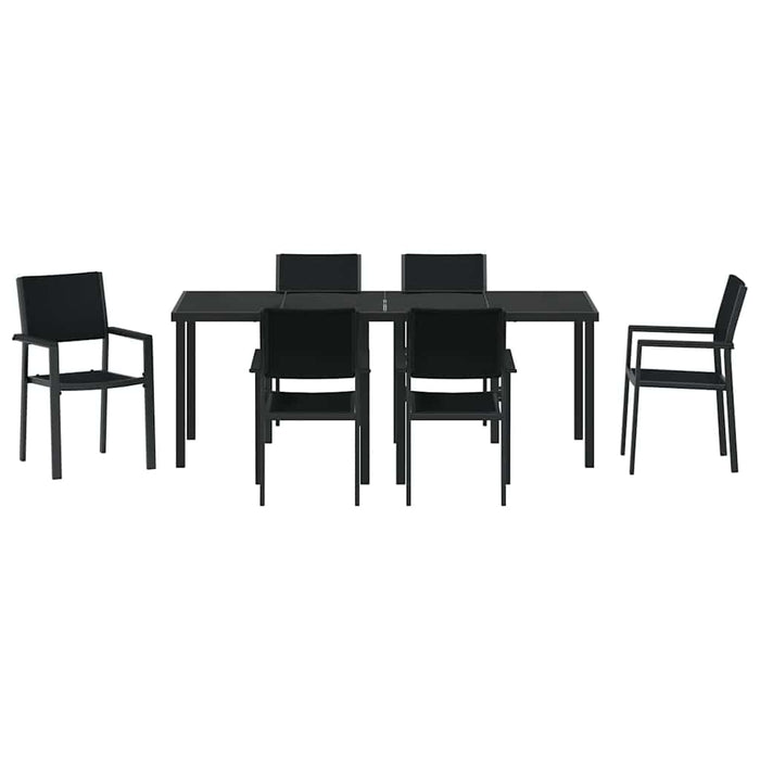 Set de masă pentru grădină 7 pcs Negru - WALTI WALTI