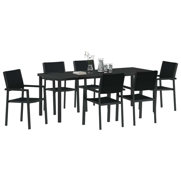 Set de masă pentru grădină 7 pcs Negru - WALTI WALTI