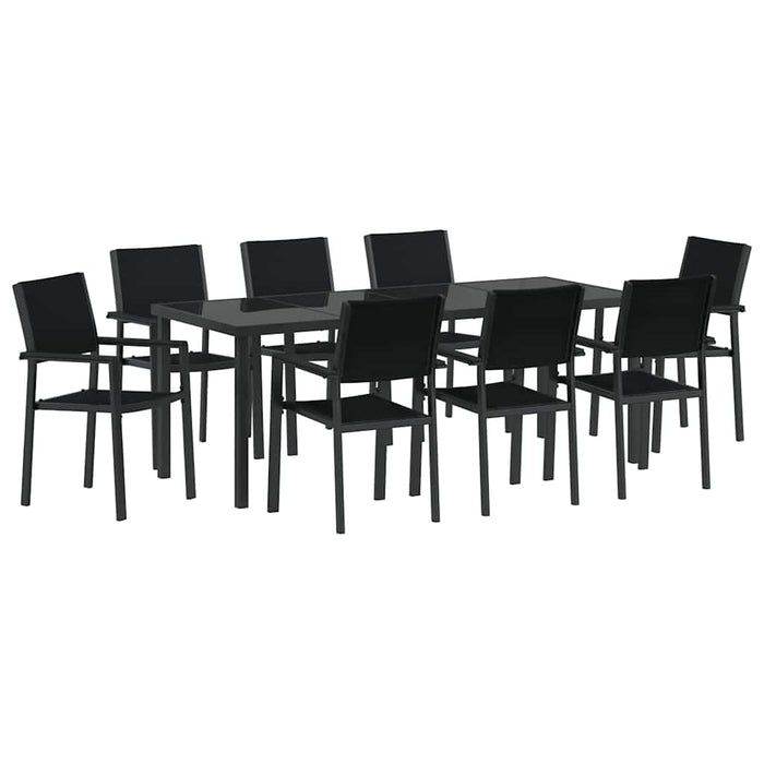 Set de masă pentru grădină 9 pcs Negru - WALTI WALTI