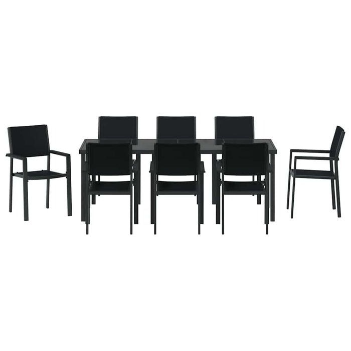 Set de masă pentru grădină 9 pcs Negru - WALTI WALTI