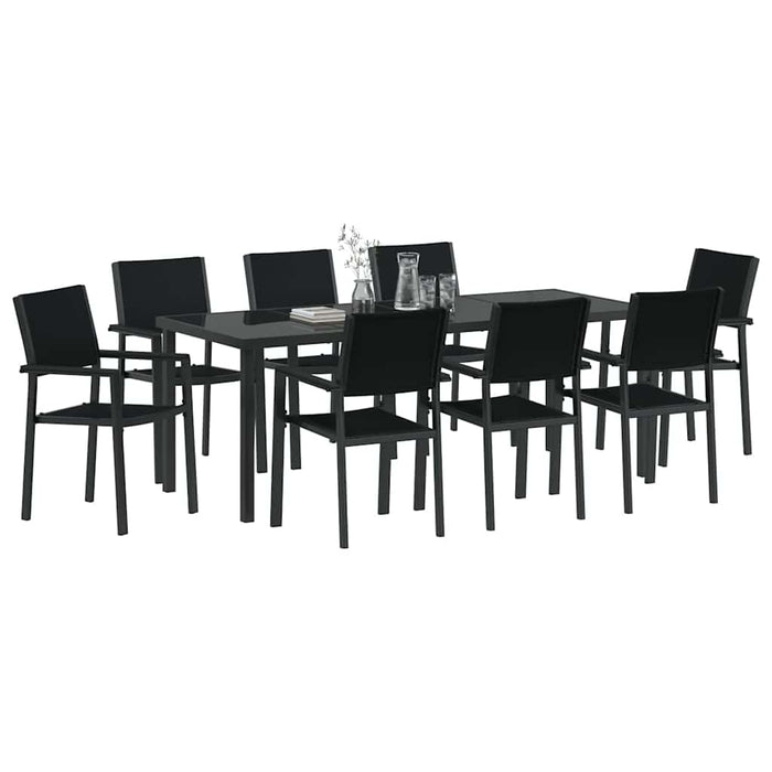 Set de masă pentru grădină 9 pcs Negru - WALTI WALTI