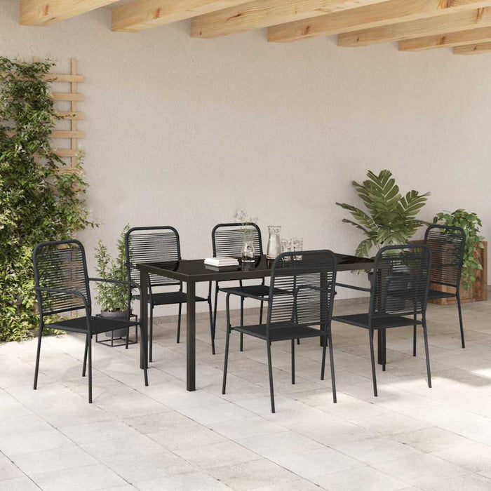 Set de masă pentru grădină 7 pcs Negru - WALTI WALTI