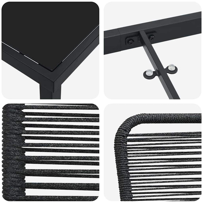 Set de masă pentru grădină 9 pcs Negru - WALTI WALTI