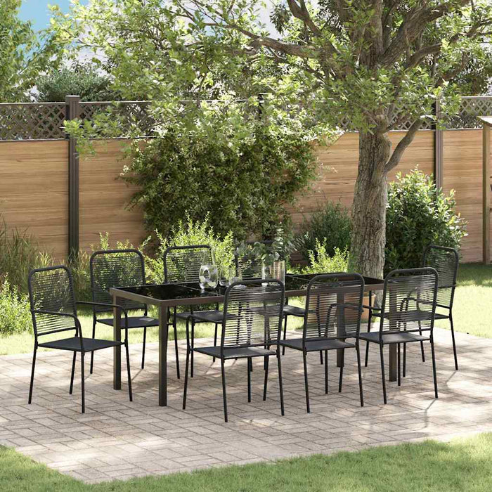 Set de masă pentru grădină 9 pcs Negru - WALTI WALTI