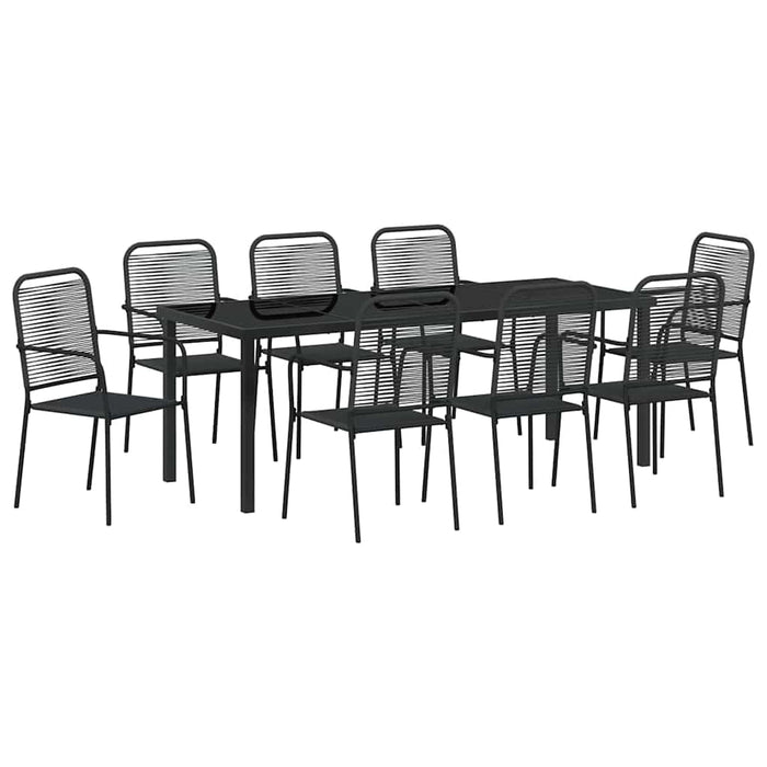 Set de masă pentru grădină 9 pcs Negru - WALTI WALTI