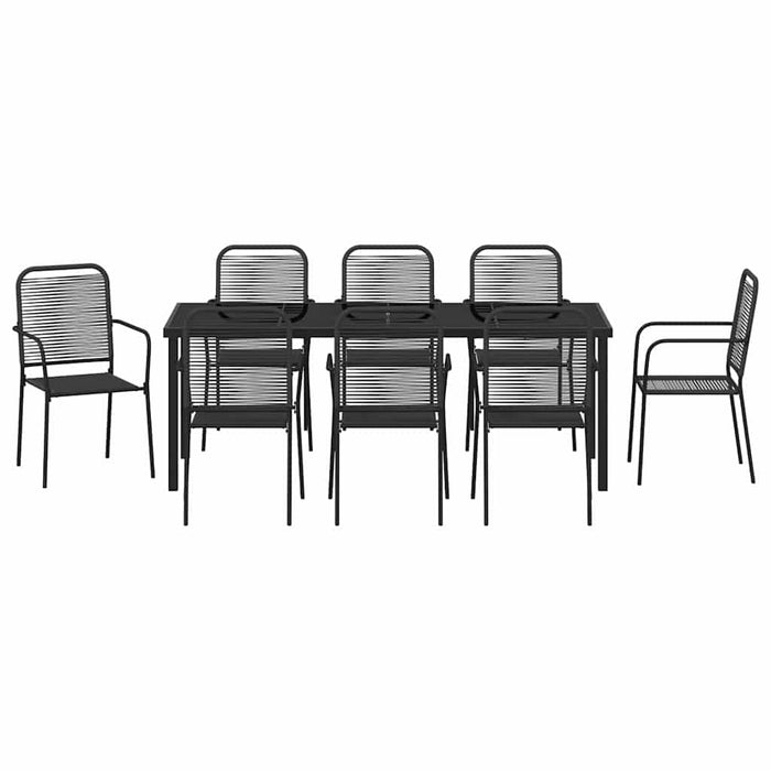Set de masă pentru grădină 9 pcs Negru - WALTI WALTI