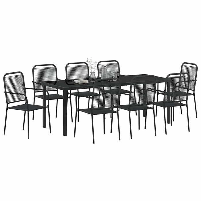 Set de masă pentru grădină 9 pcs Negru - WALTI WALTI