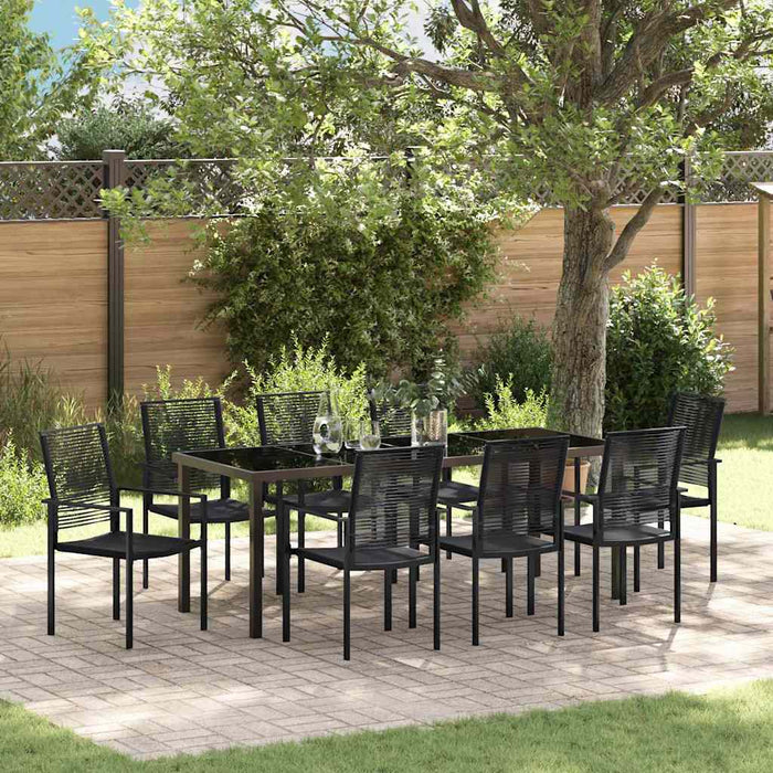 Set de masă pentru grădină 9 pcs Negru - WALTI WALTI
