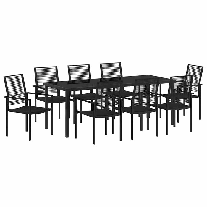 Set de masă pentru grădină 9 pcs Negru - WALTI WALTI