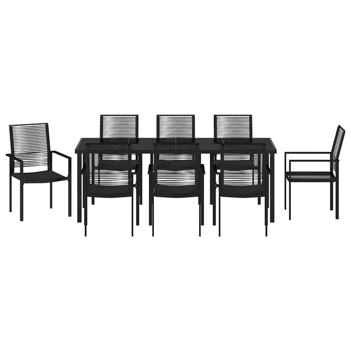 Set de masă pentru grădină 9 pcs Negru - WALTI WALTI