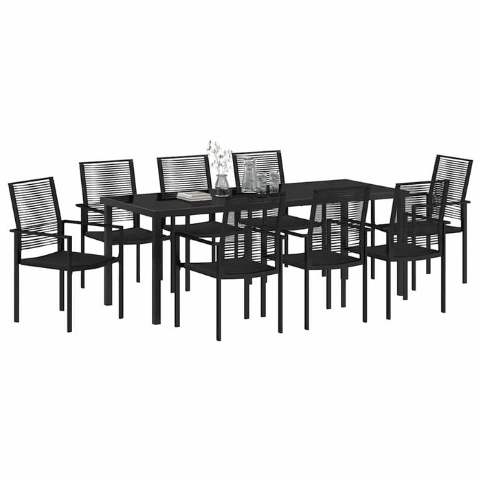 Set de masă pentru grădină 9 pcs Negru - WALTI WALTI