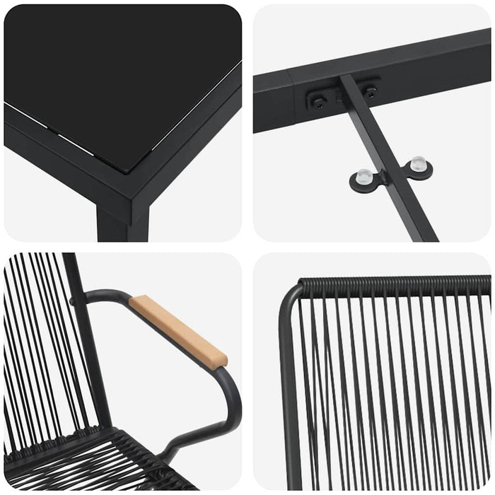Set de masă pentru grădină 5 pcs Negru - WALTI WALTI