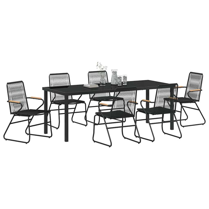 Set de masă pentru grădină 7 pcs Negru - WALTI WALTI