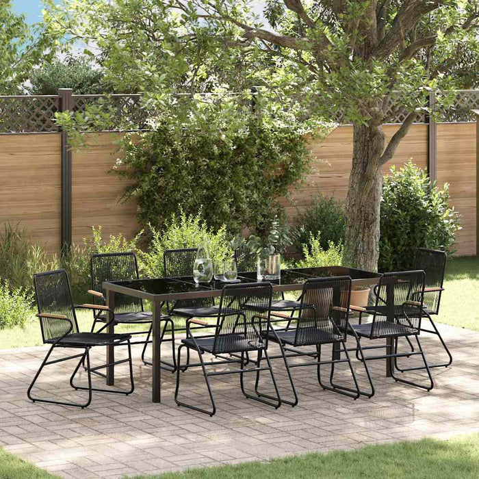 Set de masă pentru grădină 9 pcs Negru - WALTI WALTI