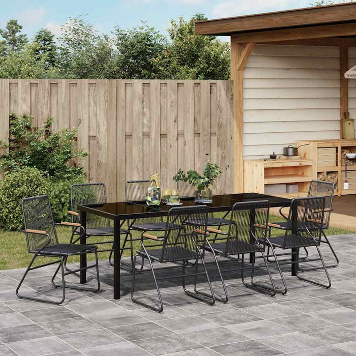 Set de masă pentru grădină 9 pcs Negru - WALTI WALTI