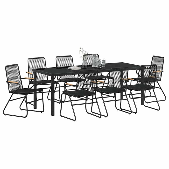 Set de masă pentru grădină 9 pcs Negru - WALTI WALTI