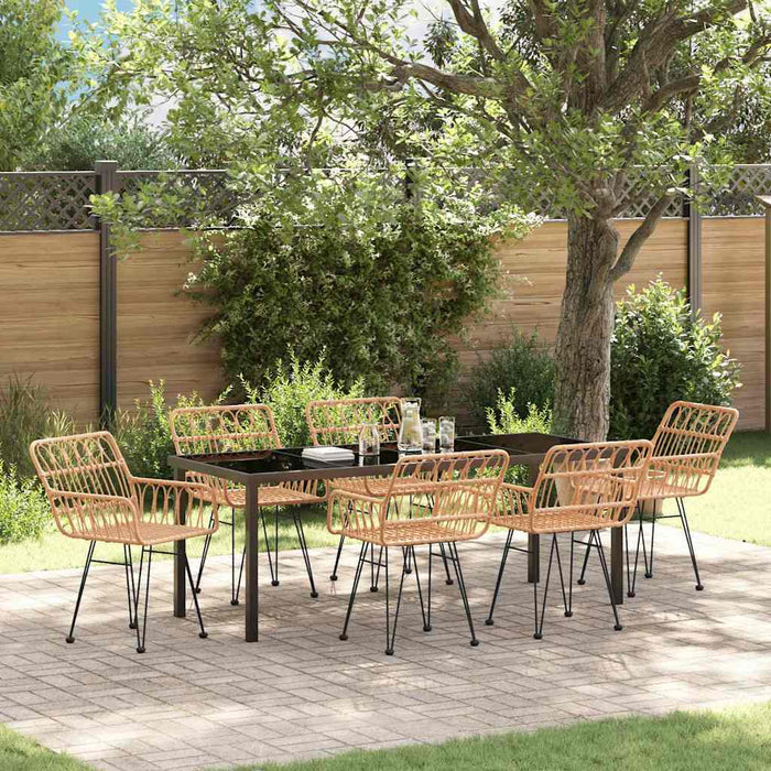 Set de masă pentru grădină 7 pcs Maro Oțel vopsit electrostatic - WALTI WALTI