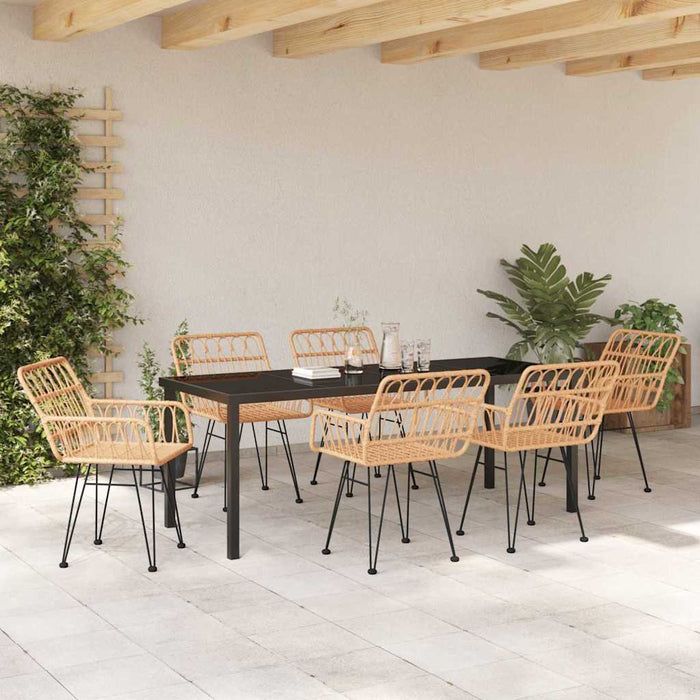 Set de masă pentru grădină 7 pcs Maro Oțel vopsit electrostatic - WALTI WALTI